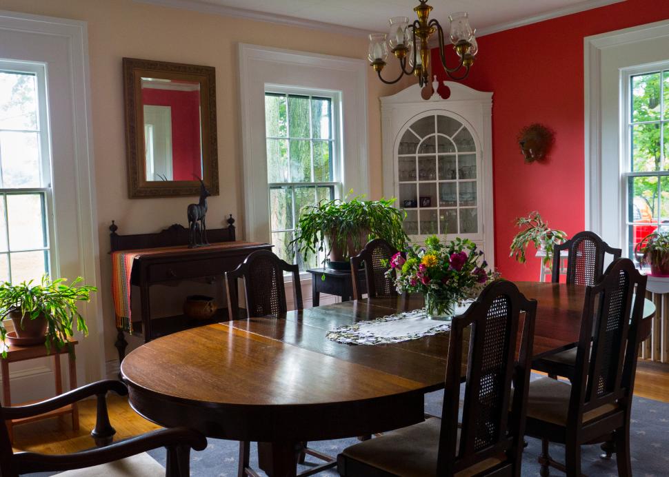 Breakfast is served on the porch or patio, or in the ding room.