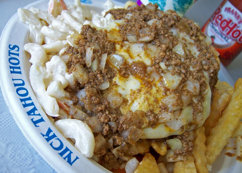 The Famous Rochester Garbage Plate, a local favorite.