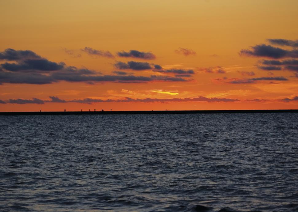 Sunset over the water at Fair Haven Beach State Park
