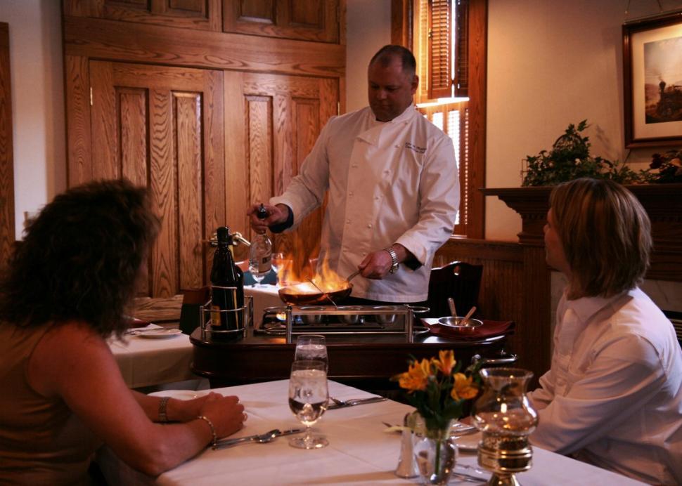 Tableside service at Warfield's Restaurant