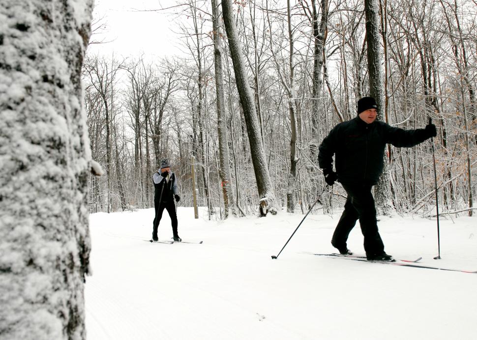 People skiing on the Bristol Mountain Nordic Center trail