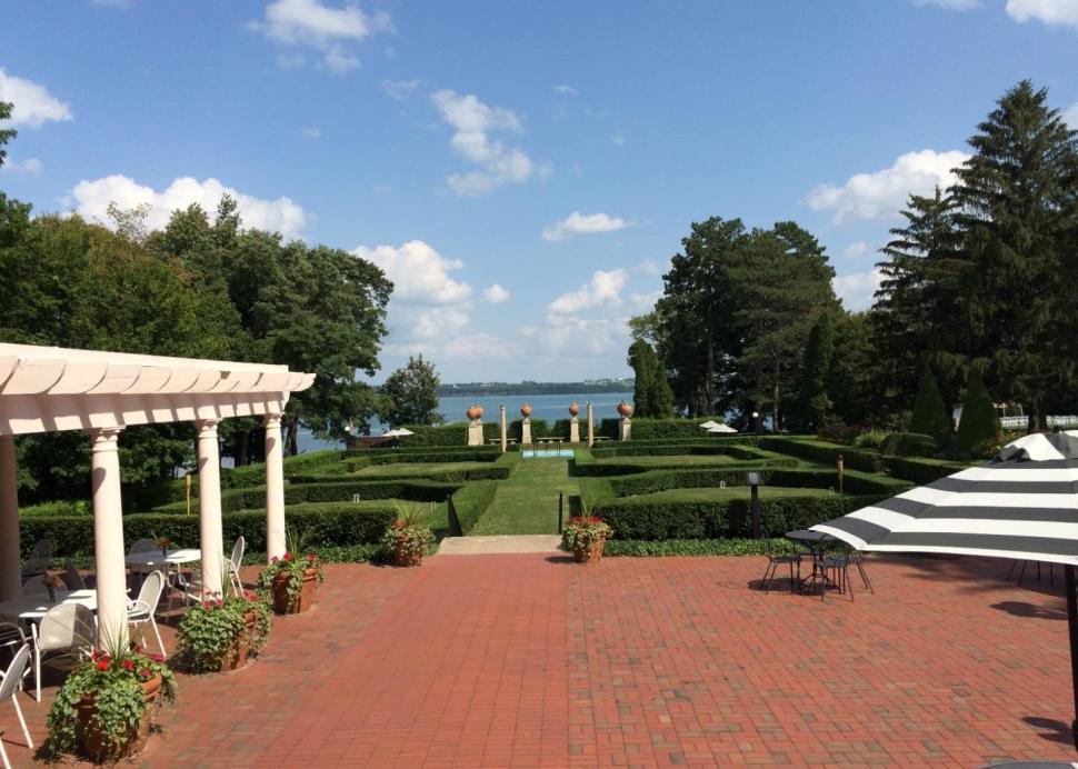 Photo of the view from the porch overlooking Seneca lake at Geneva on the Lake