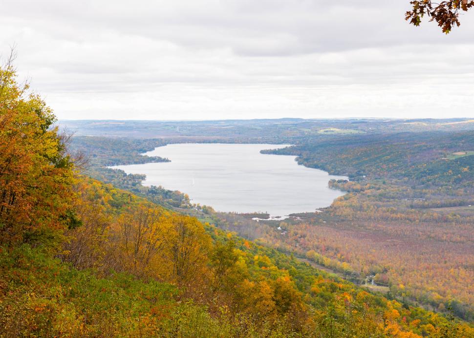 Aerial photo of Honeoye lake at Harriet Hollister Spencer State Rec Area