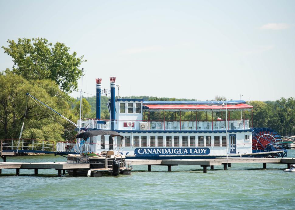 Exterior of the Canandaigua Lady during a sunny day