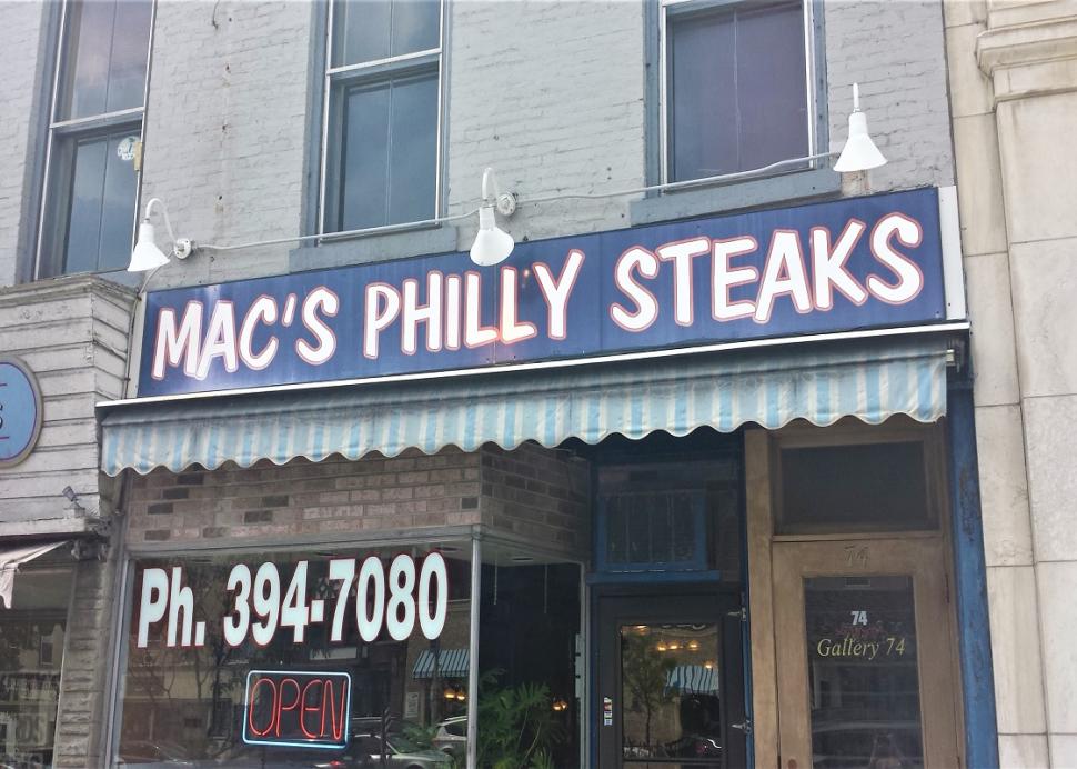 Exterior of Mac's Philly Steaks on Main Street Canandaigua