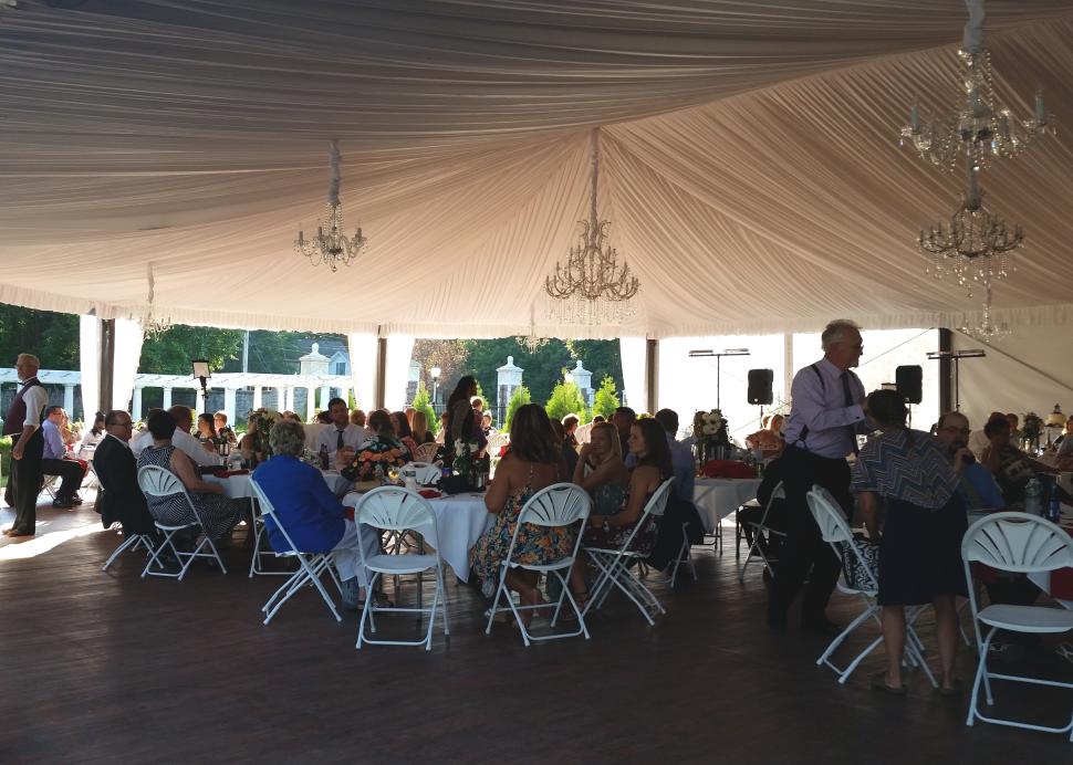 Interior of the wedding tent at Sonnenberg Mansion