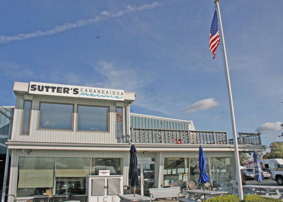 Exterior of Sutters Marina in Canandaigua