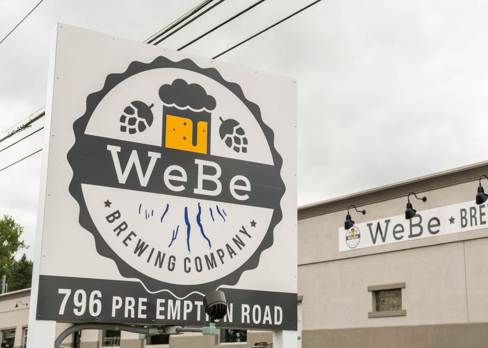 Exterior sign for WeBe brewing company