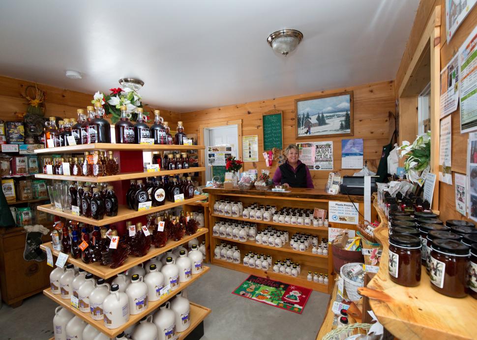 Maple products line the walls inside of the Wohlschlegel's Naples Maple Farm in Naples