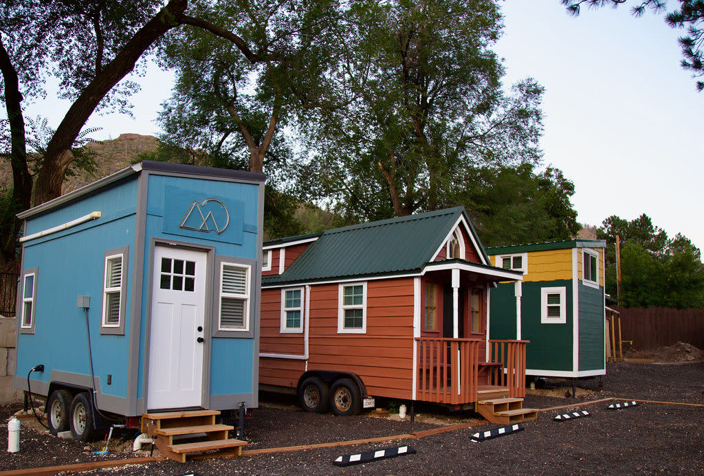 Three tiny homes located in a natural forest