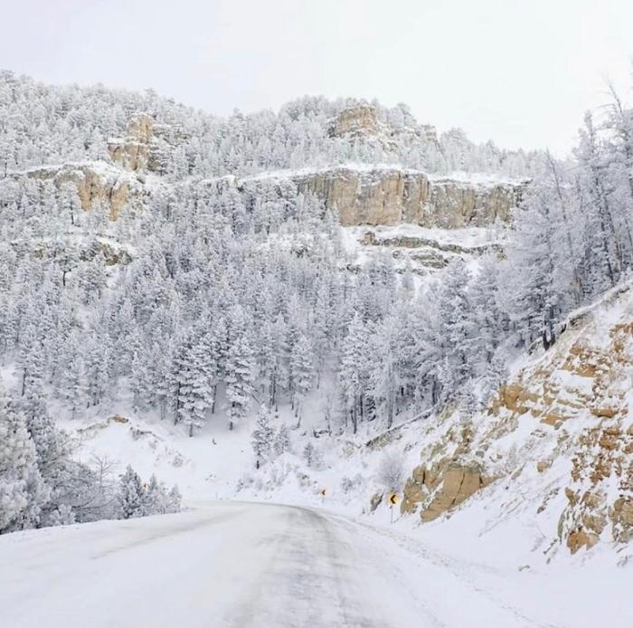 casper mountain road winter