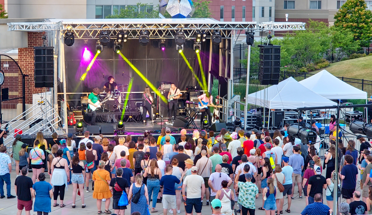 Middle Waves Music Festival at Parkview Field. Fans watching a musical performance on stage.