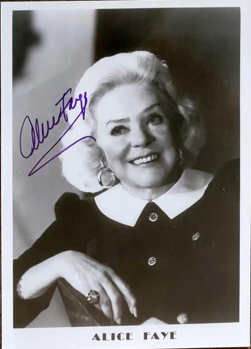 Signed picture of Alice Faye