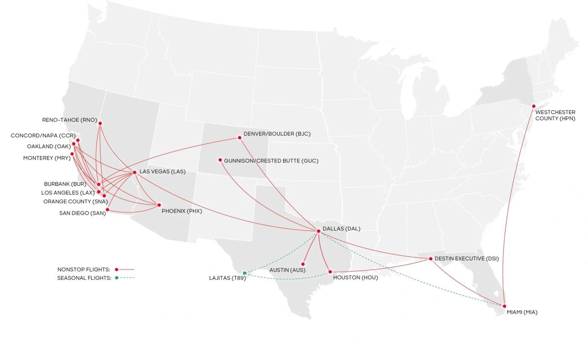 JSX Airlines Routes