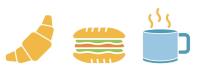 croissant, sandwich and coffee icons