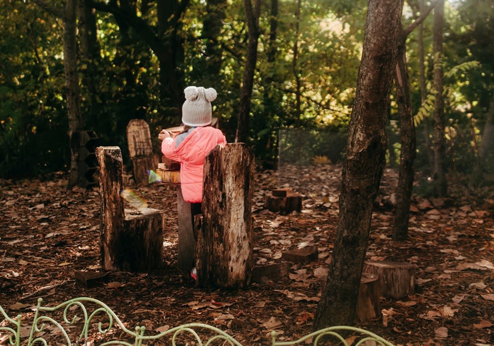 Child plays at matthaei botanical gardens