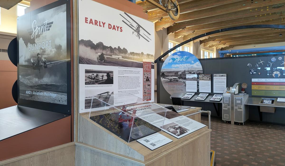 A photo of part of the "Spirit of the Sunport" exhibit at the Albuquerque International Sunport.