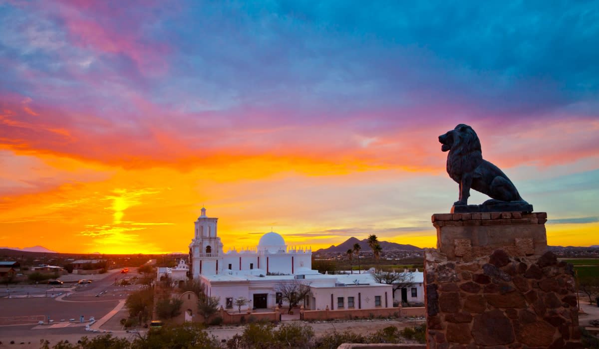 Mission San Xavier Del Bac at Sunset