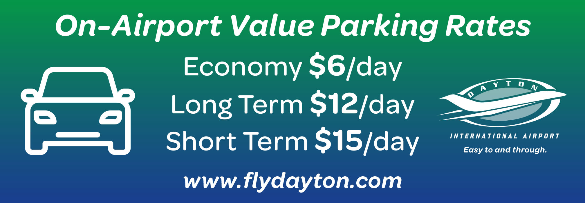 Dayton International Airport Parking Rates banner
