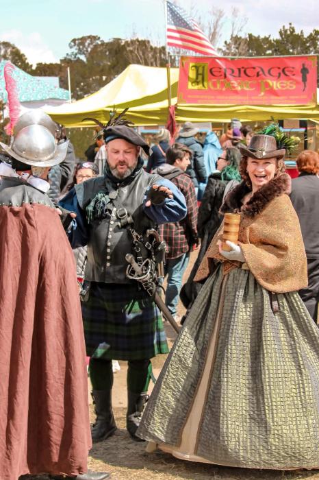 A couple dressed in Renaissance/Middle Ages costumes at the New Mexico Renaissance Celtic Festival in Edgewood, NM.