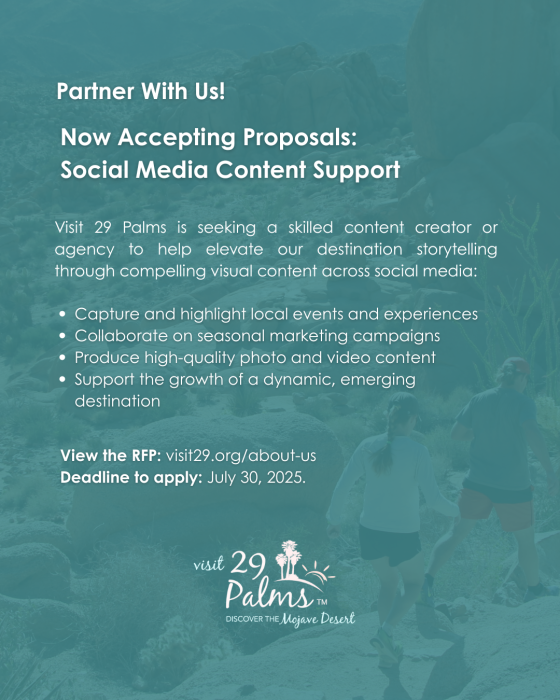 Visit 29 Palms Request for Proposal: Social Media Content Development FY24-25