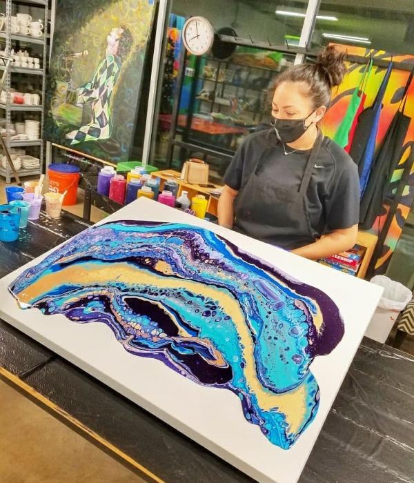 Paint marbling at Catalyst Creative Arts