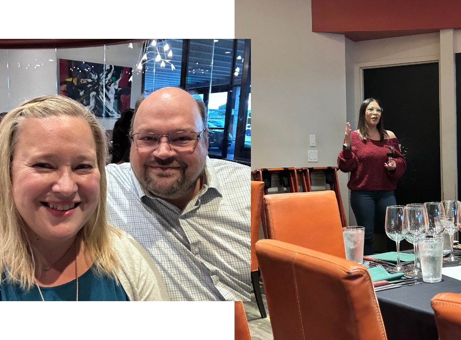 Michelle and Mark enjoy a wine dinner at Beckets in Downtown Oshkosh