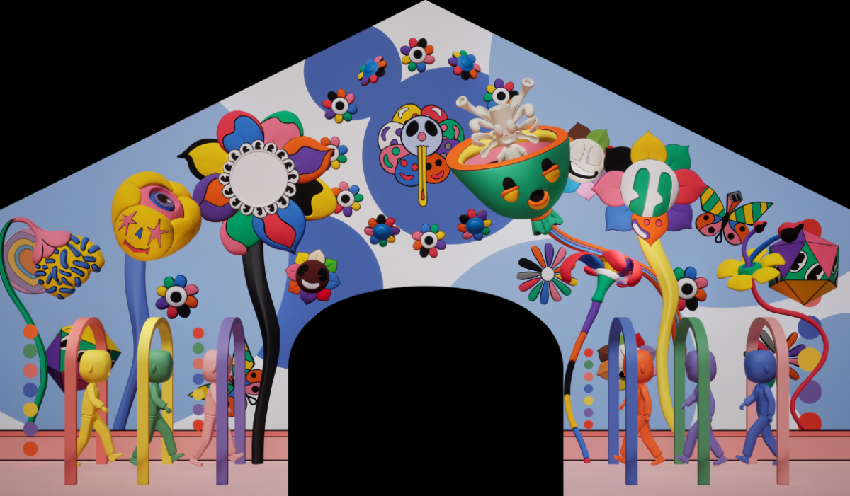 A CGI mock up of a colourful illustration with different characters.