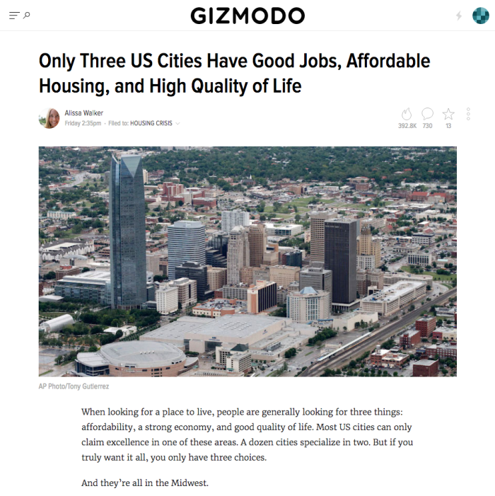 Top Three Cities - Gizmodo Article