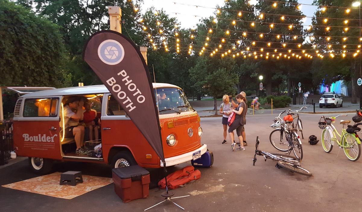 VW Bus Photo Booth Under Lights