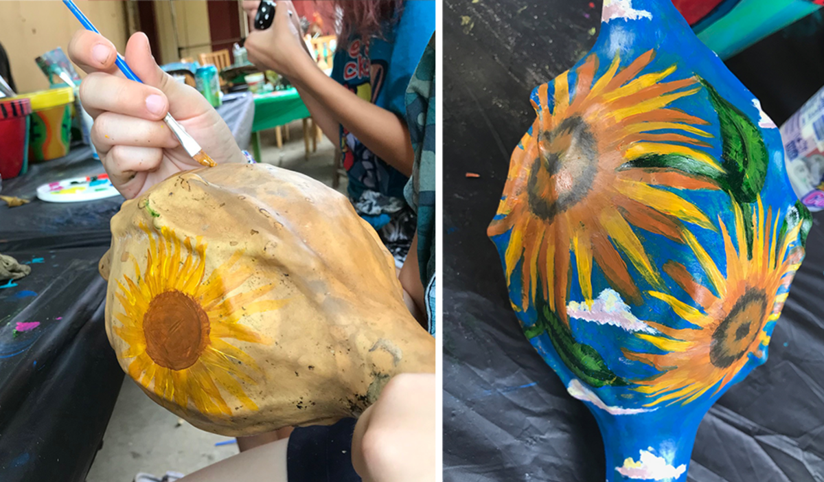 Painted gourd at Art Barn's Art Blitz 2021
