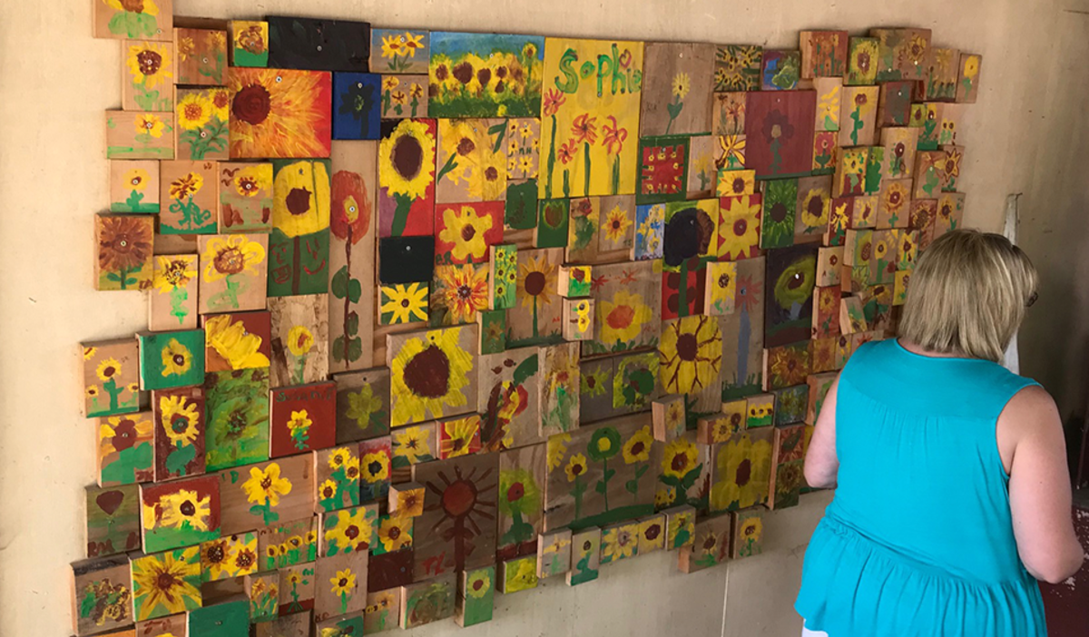 Sunflower mural at Art Barn's Art Blitz 2021