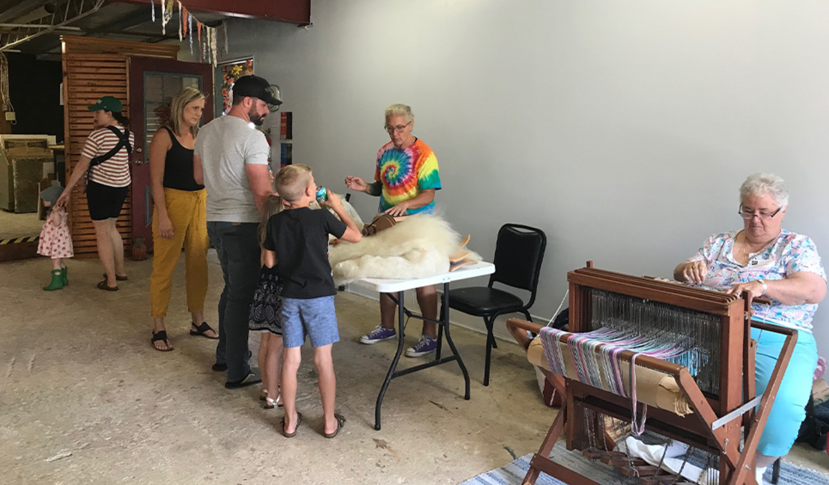 Weaving demonstration at Art Barn's Art Blitz 2021