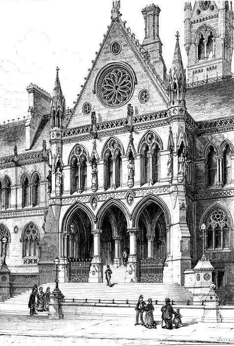 Manchester Assize Courts from Charles Eastlake’s History of the Gothic Revival. Image in the public domain.