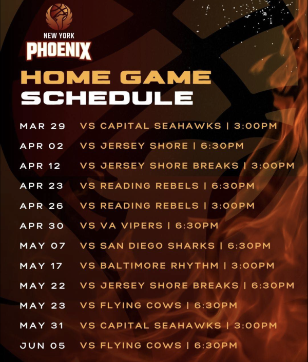 •	Mar 29 - Home vs. Capital Seahawks•	Apr 2 - Home vs. Jersey Shore Breaks•	Apr 12 - Home vs. Jersey Shore Breaks•	Apr 23 - Home vs. Reading Rebels•	Apr 26 - Home vs. Reading Rebels•	Apr 30 - Home vs. Virginia Valley Vipers•	May 7 - Home vs. San Diego Sharks•	May 17 - Home vs. Baltimore Rhythm•	May 22 - Home vs. Jersey Shore Breaks•	May 23 - Home vs. Frederick Flying Cows•	May 31 - Home vs. Capital Seahawks•	Jun 5 - Home vs. Frederick Flying Cows