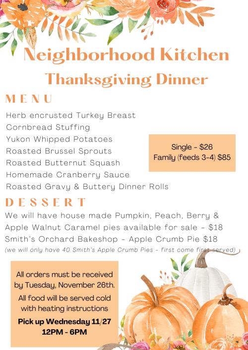 Thanksgiving menu