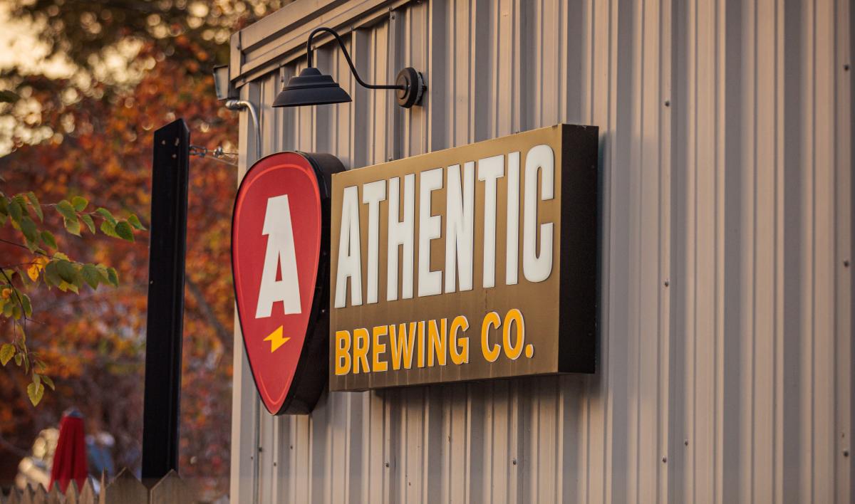 Athentic Brewing Company exterior with logo