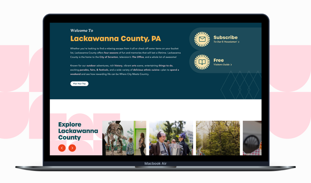 A mocked up version of Lackawanna Convention and Visitors Bureau website.
