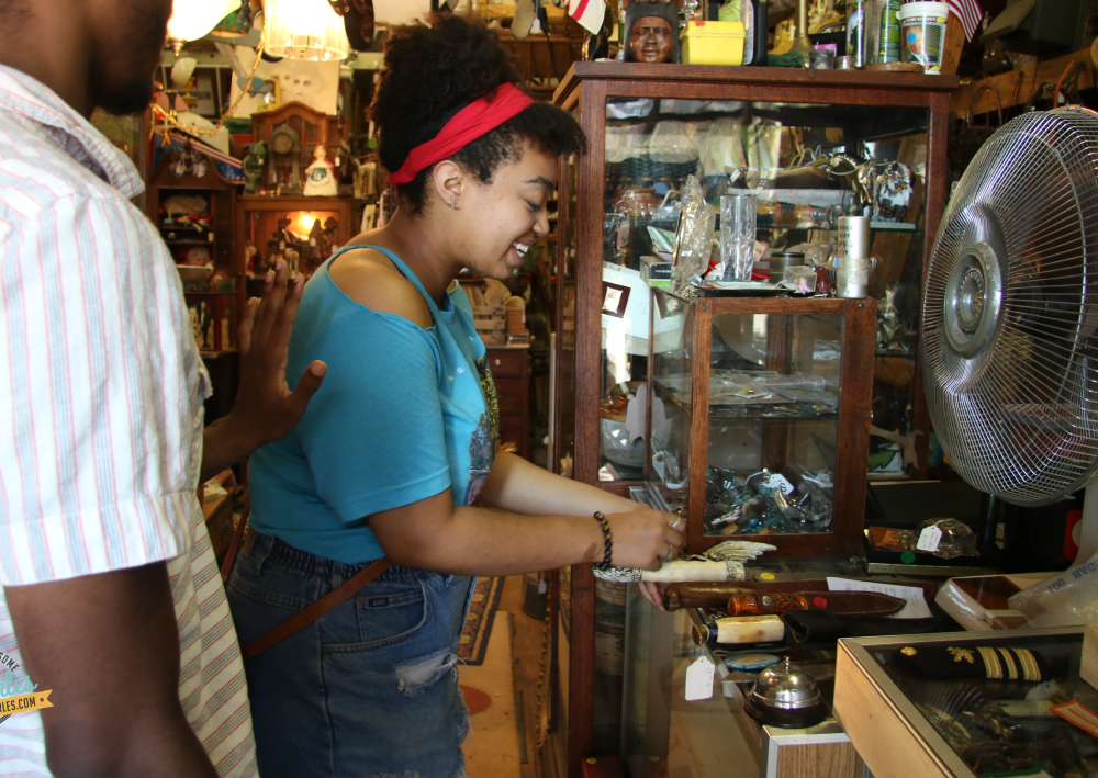 Man and woman shopping at an antique store in St. Charles, MO
