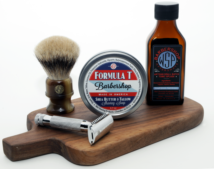 Men's grooming items from Wet Shaving Products
