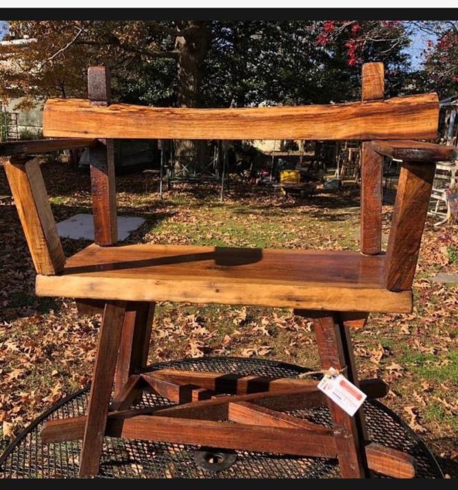 A homemade wooden bench.