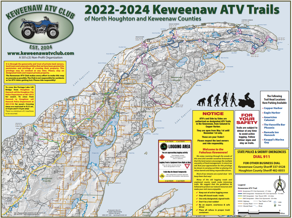 A map of the Keweenaw ATV trails