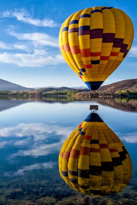 Hot Air Balloon Over Lake Skinner