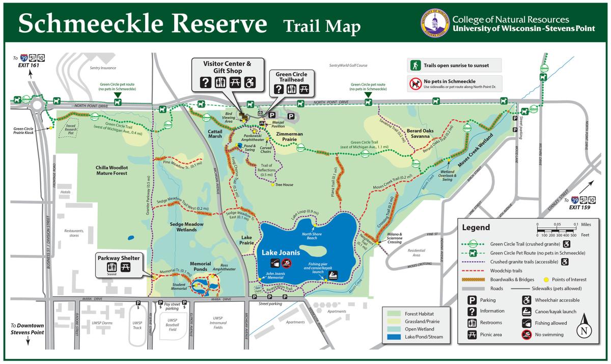 Heading to the Schmeeckle Reserve, view this overview map of the reserve.