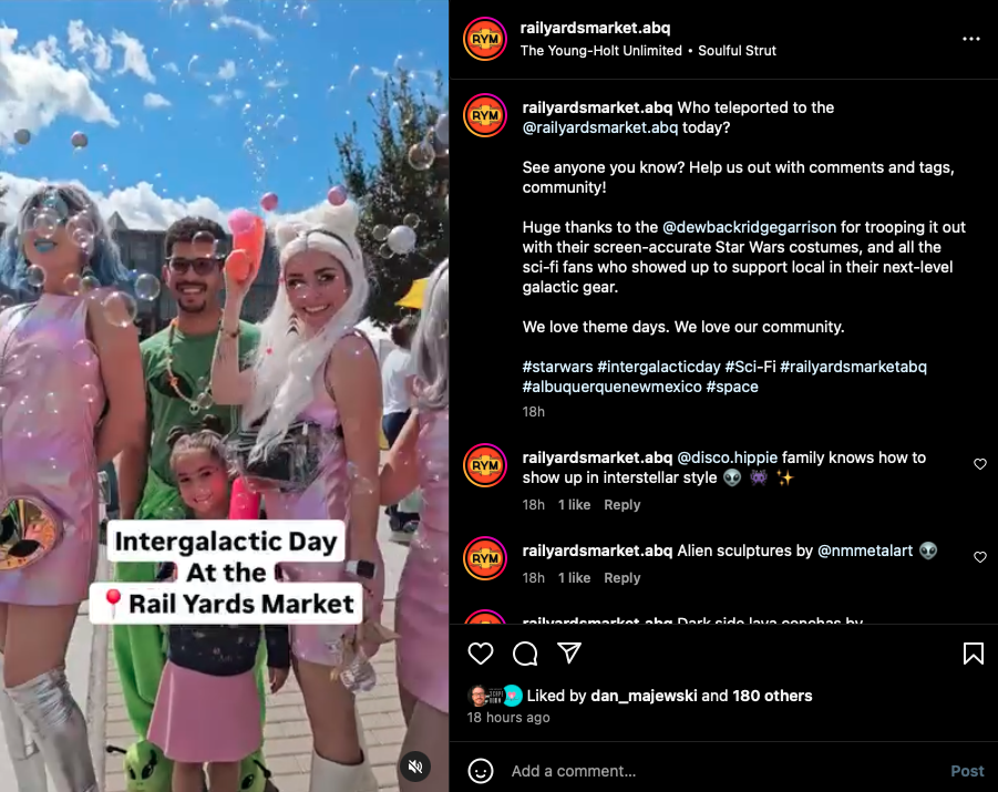 A post about Intergalactic Day at the Rail Yards Market