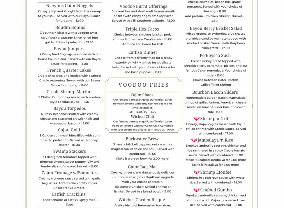 Bayou Menu