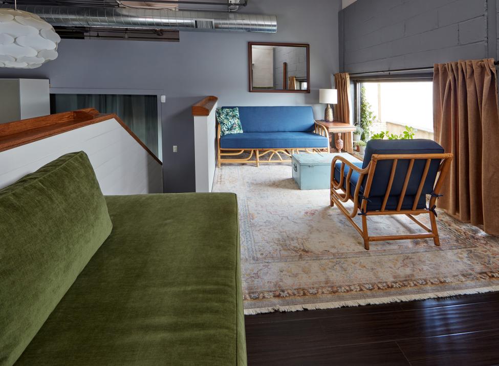 Westchester stages green room with furniture