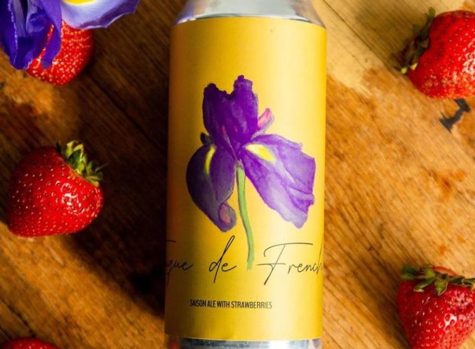 Beer can with strawberries