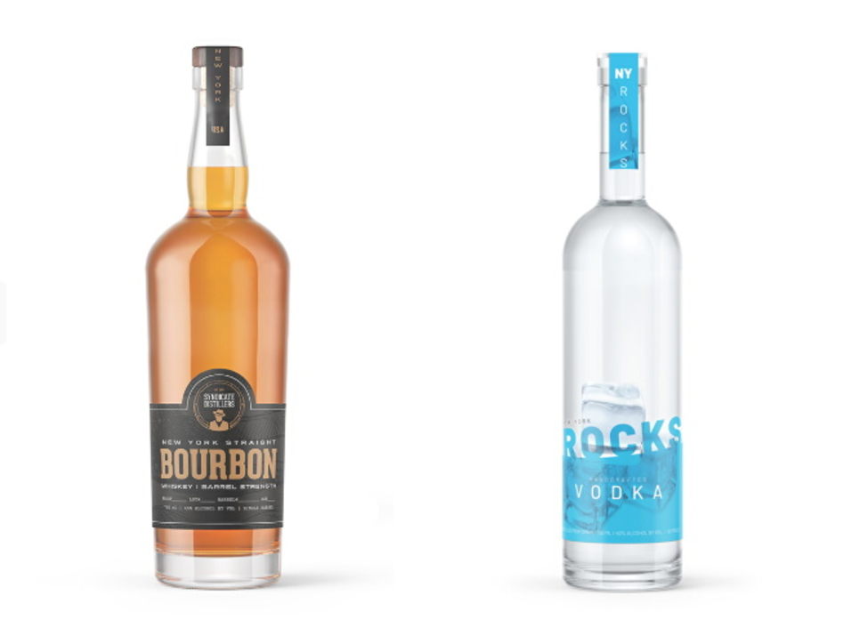 Syndicate Distillers bourbon and vodka bottles
