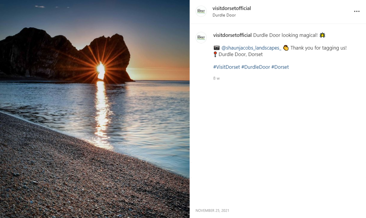 Durdle Door Instagram Post